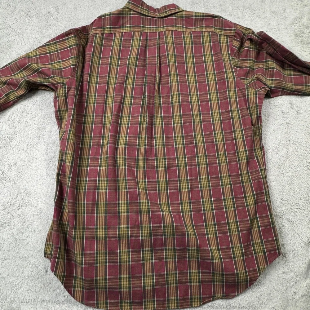 Ralph Lauren Classic Fit Plaid‎ Button Down Shirt Mens XL Burgundy Olive Green